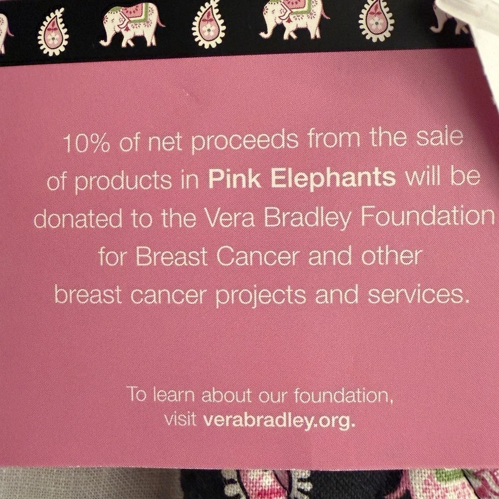 Vera Bradley Pink Elephants Black Eyeglass Case Retired NEW W tags Charming Pink